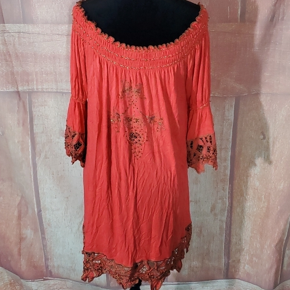 Urban Mango Beautiful Bead Work Off Shoulder Dress - Picture 6 of 7